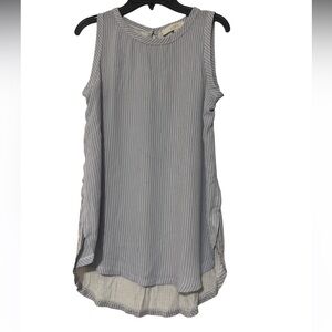 LOFT Blue Striped Tank Top Mixed Media Blouse - Size XS